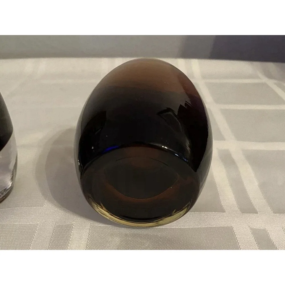 Crate and Barrel Amber Topaz Glass Diva Votive‎ Candle Holder-Poland Set 2